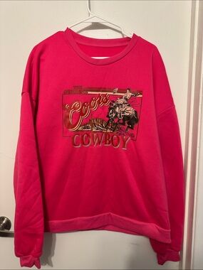Original Cowgirl Cowboy Graphic Sweatshirt - Hot Pink